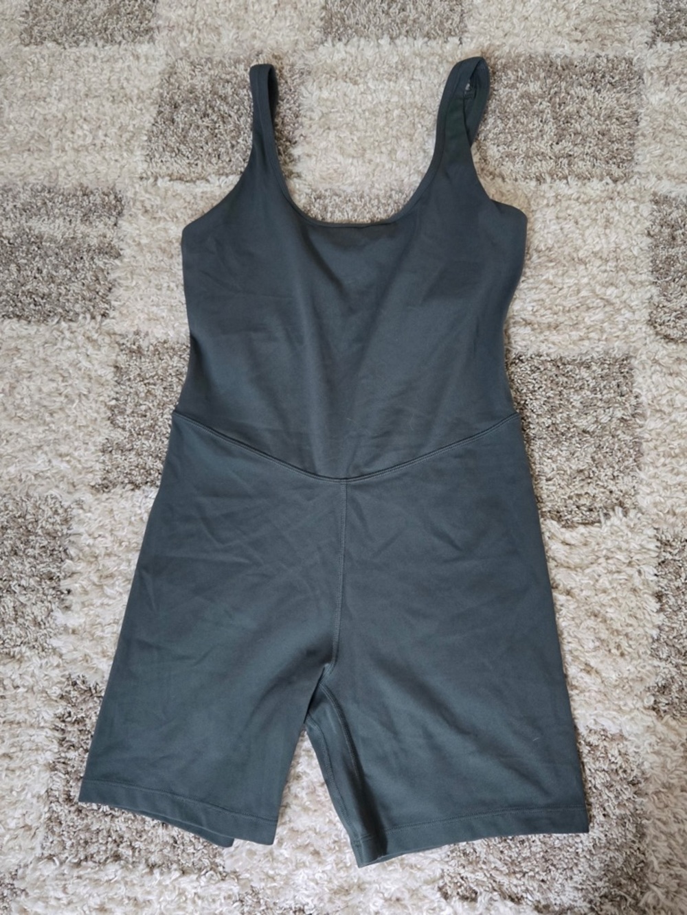 CRZ YOGA Olive Green Sleeveless Unitard Bike Short Jumpsuit